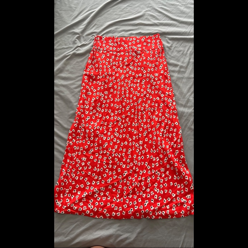 Billabong Red Floral Midi Skirt